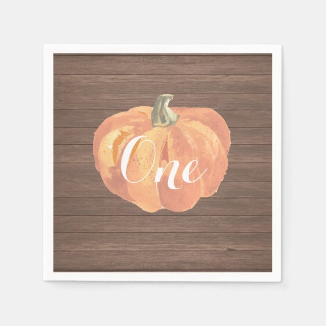 Serviette En Papier Rustique Citrouille Automne Premier anniversaire d (Devant)