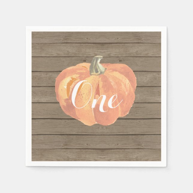 Serviette En Papier Rustique Citrouille Automne Premier anniversaire d (Devant)