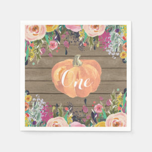 Serviette En Papier Rustique Citrouille premier anniversaire aquarelle