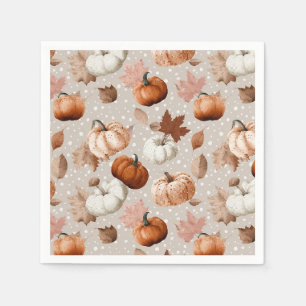 Serviette En Papier Rustique Citrouilles d'automne et feuilles d'autom