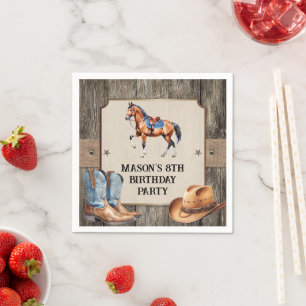Serviette En Papier Rustique Cowboy Horseback équitation fête d'annive