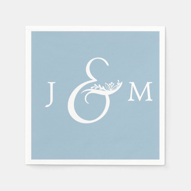 Serviette En Papier Rustique Dusty Blue Mariage Cocktail Napkin (Devant)
