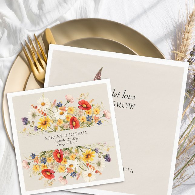 Serviette En Papier Rustique Fleur sauvage coloré été automne floral (Cocktail Napkins from the Rustic Wildflower Wedding Collection by Darling & May)