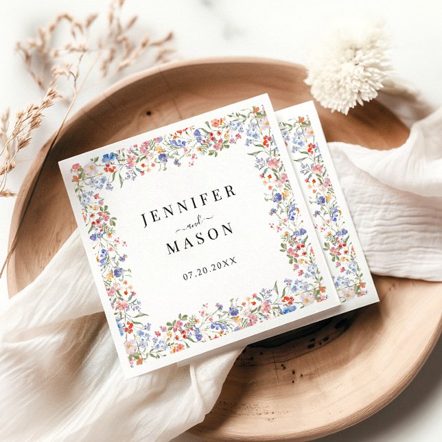 Serviette en papier Rustique Fleur Sauvage Mariage (Créateur téléchargé)