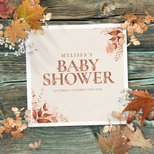 Serviette En Papier Rustique Floral Automne Baby shower d'automne (Rustic Floral Autumn Fall Baby Shower Napkins)