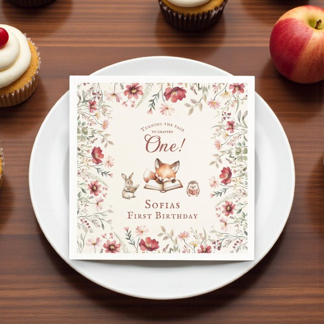 Serviette En Papier Rustique Floral prochain chapitre premier annivers (Créateur téléchargé)