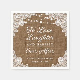 Serviette En Papier Rustique Heureux Jamais Après Mariage Napkins