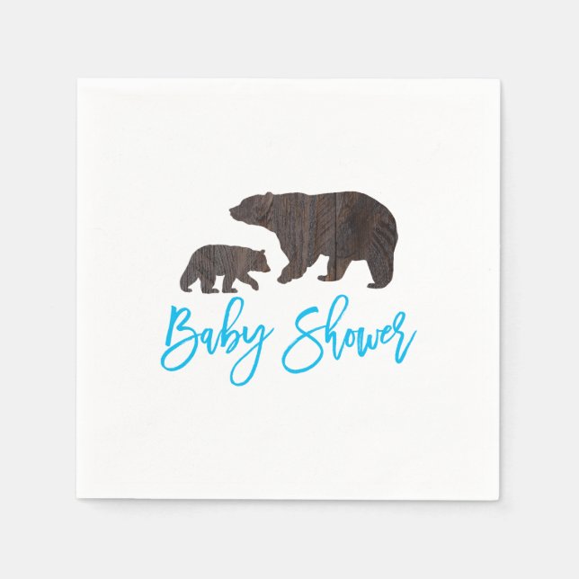 Serviette En Papier Rustique maman et bébé ours Baby shower Napkin (Devant)
