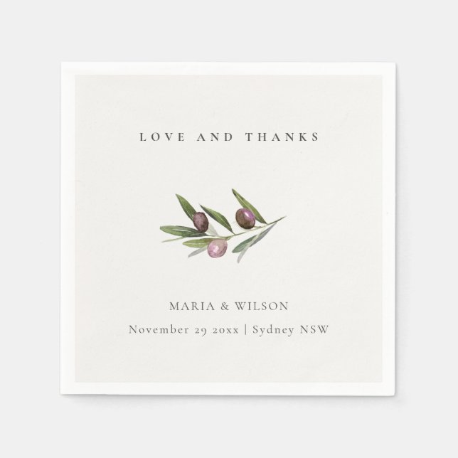 Serviette En Papier Rustique minimaliste Mariage de feuillage de Branc (Devant)