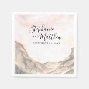 Serviette En Papier Rustique Mountain Watercolor Mariage rose