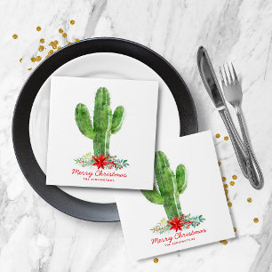 Serviette En Papier Rustique Noël Cactus vacances Floral