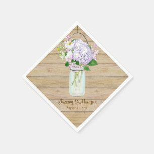 Serviette En Papier Rustique Pays Mason Fleurs Jar Blanches Hydrangeas