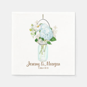 Serviette En Papier Rustique Pays Mason Fleurs Jar Blanches Hydrangeas