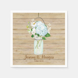Serviette En Papier Rustique Pays Mason Fleurs Jar Blanches Hydrangeas