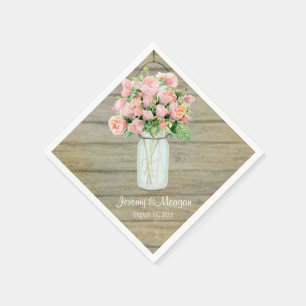 Serviette En Papier Rustique Pays Mason Fleurs Jar Roses Blush