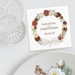 Serviette En Papier Rustique Rose d'automne ont couronné un mariage él