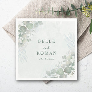 Serviette En Papier Rustique Sage Green Eucalyptus Mariage de verdure