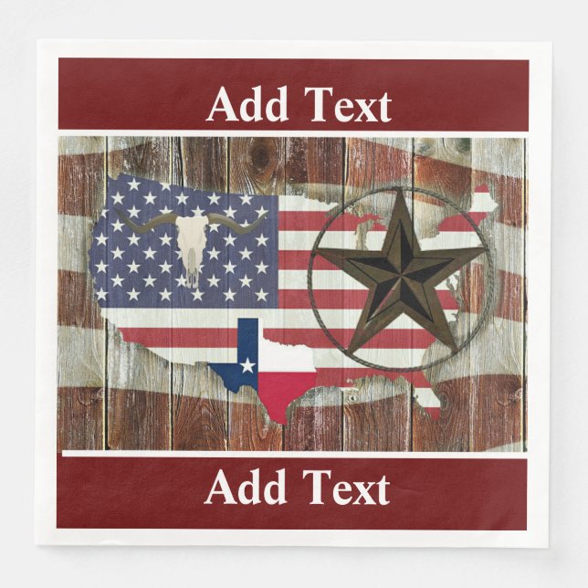 Serviette En Papier Rustique Texas Lone Star Texas Long Horn (Devant)