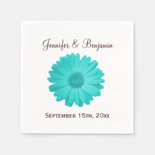 Serviette En Papier Rustique Turquoise Daisy Personnalisé Mariage Cock