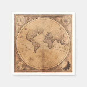Serviette En Papier Rustique Vintage Monde Carte Globe (2)
