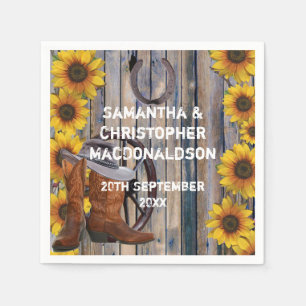 Serviette En Papier Rustique western cowboy thème pays mariage floral