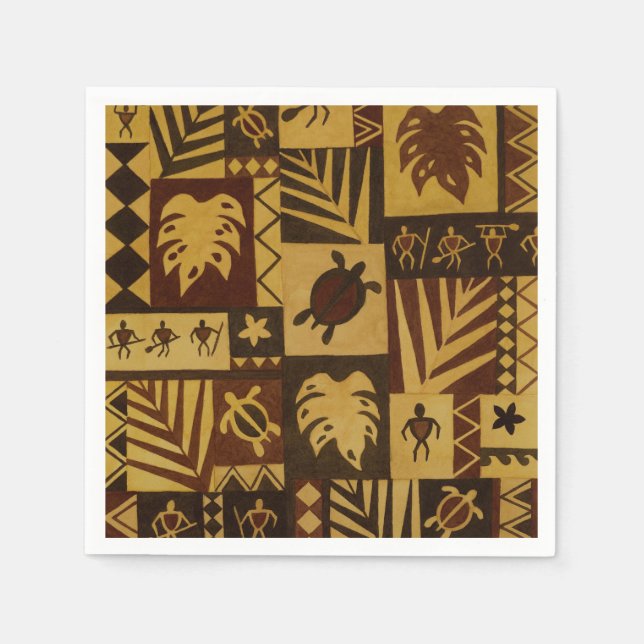 Serviette En Papier Rusty Tapa Hawaiian Warriian Papier Napkins (Devant)