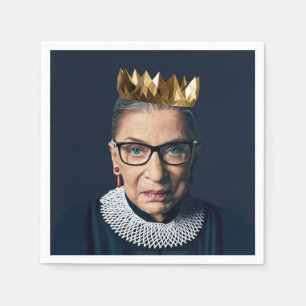 Serviette En Papier Ruth Bader Ginsburg avec couronne d'or