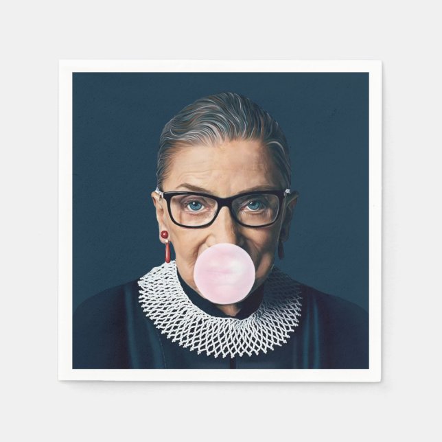 Serviette En Papier Ruth Bader Ginsburg souffler rose bulle gomme (Devant)