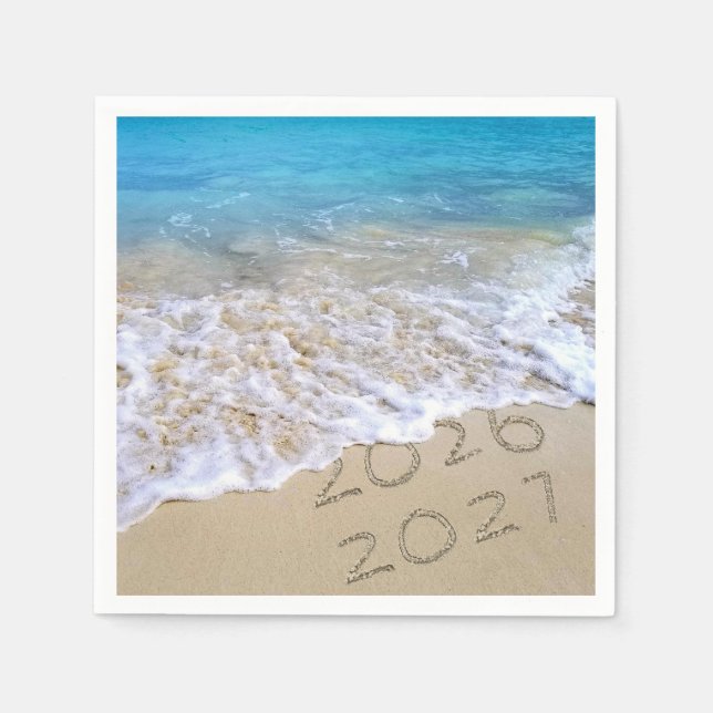 Serviette En Papier Sable de plage Nouvel An 2027 (Devant)