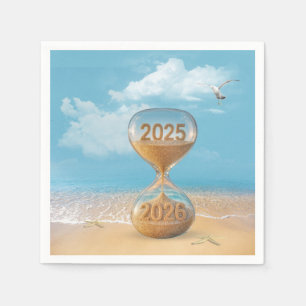 Serviette En Papier Sablier du Nouvel An 2026 avec étoile de mer