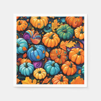 Serviette En Papier Sac à main de jardin de citrouilles colorées d'aut