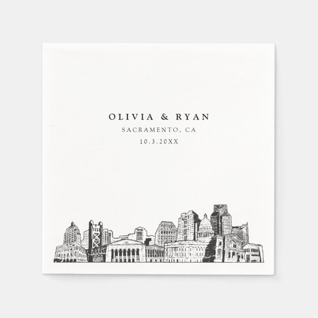 Serviette En Papier Sacramento Skyline Mariage papier Cocktail Napkin (Devant)
