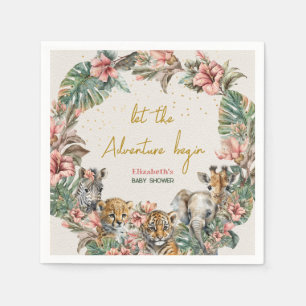 Serviette En Papier Safari Animal Aventure Commencer Baby Boy Douche