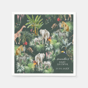 Serviette En Papier Safari Animal Jungle Vert Baby shower tropical