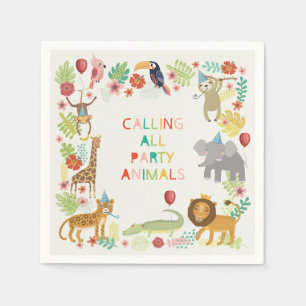 Serviette En Papier Safari Animal Party Napkin, Safari moderne Jungle