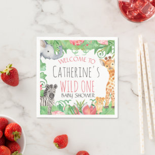 Serviette En Papier Safari Animal Topique Floral Baby shower Bienvenue