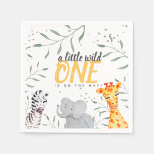 Serviette En Papier Safari Animaux Aquarelle Baby shower Papier Napkin