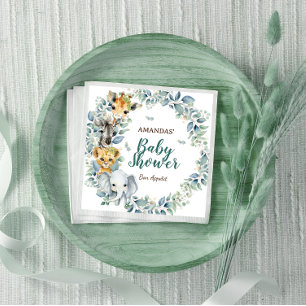 Serviette En Papier Safari Animaux Verdure Baby shower botanique