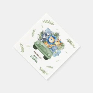 Serviette En Papier Safari Animaux Voiture Baby shower Garçon