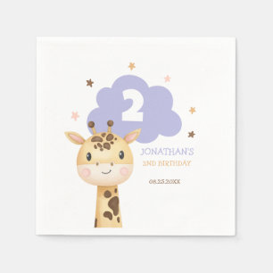 Serviette En Papier Safari Anniversaire Enfants Animaux Girafe Mignonn