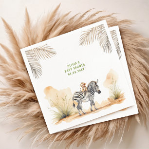 Serviette En Papier Safari Baby shower non sexiste