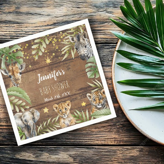 Serviette En Papier Safari Baby Shower Rustic Jungle Party (Créateur téléchargé)