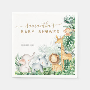 Serviette En Papier Safari Bébé Animaux Baby shower de verdure