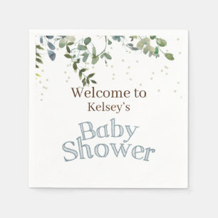 Serviette En Papier Safari blanc jungle simple Baby Shower bleu