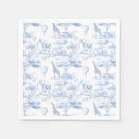 Safari Bleu Animaux Toile de Jouy Baby shower