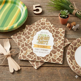 Serviette En Papier Safari de la girafe mignonne Fête d'anniversaire e
