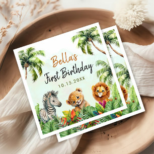 Serviette En Papier Safari de la Jungle tropicale Animaux Anniversaire
