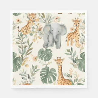Serviette En Papier Safari Faune Sauvage Jungle Animaux 1er Anniversai