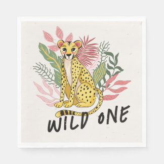 Serviette En Papier Safari Guépard Rose Anniversaire Enfants Fête