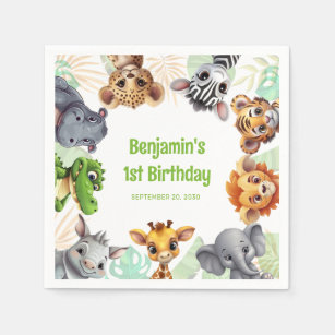 Serviette En Papier Safari Jungle Animal fête d'anniversaire